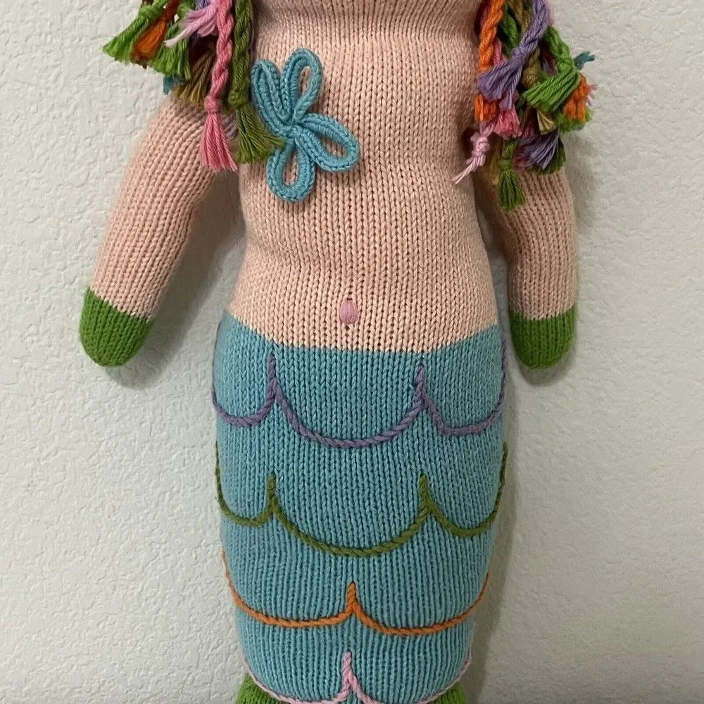 Blabla Kids Regular Mermaid Doll Hand Knitted Plush Blue Tail 18